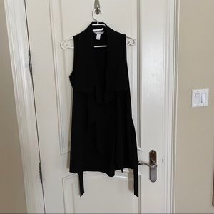 Black sleeveless tie up cardigan